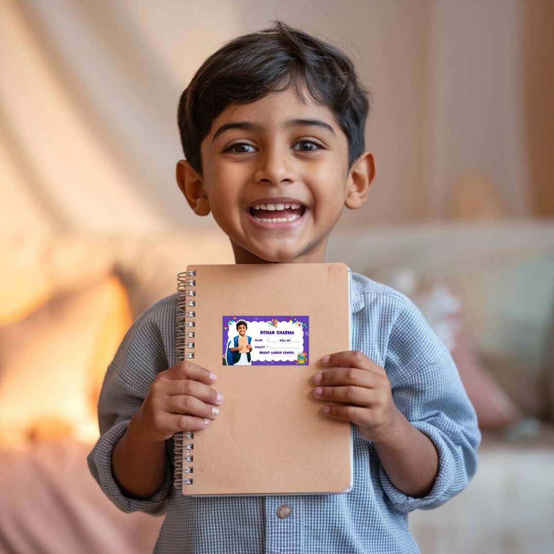 Cute & Colorful Cartoon Name Slips for Kids’ Notebooks | Fun Cartoon Designs!