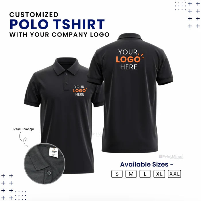 Customized Polo T-Shirt With Your Company Logo | Order Logo Printed Tees | CUSTOMCREST.IN