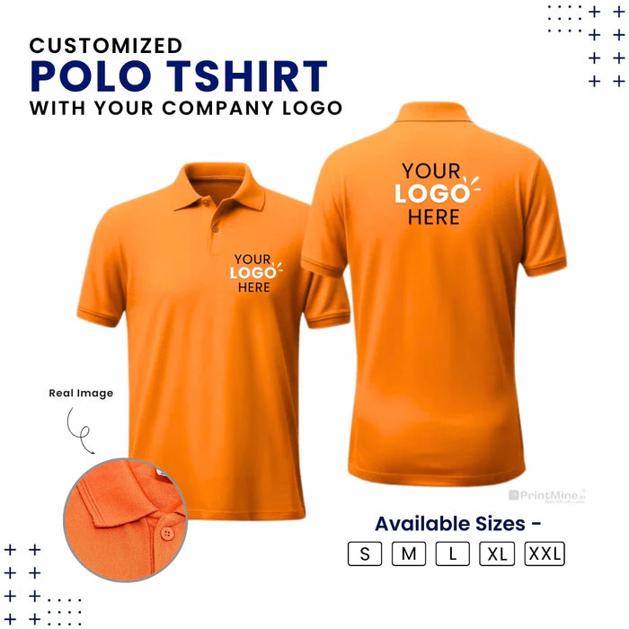 Customized Polo T-Shirt With Your Company Logo | Order Logo Printed Tees | CUSTOMCREST.IN