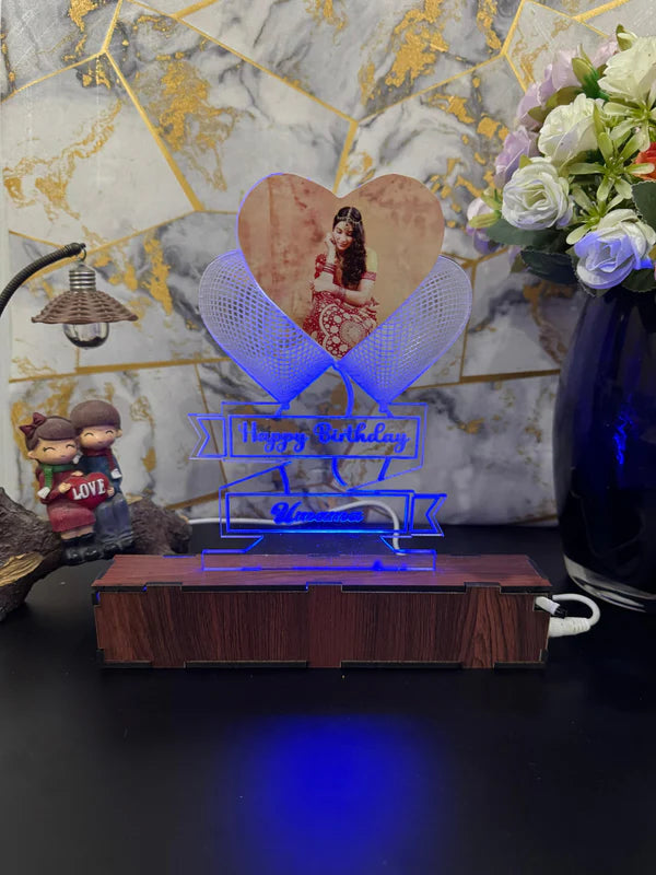Photo Heart Personalized Name Acrylic Lamp/ CUSTOMCREST.IN