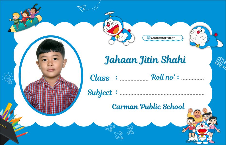 Cute & Colorful Cartoon Name Slips for Kids’ Notebooks | Fun Cartoon Designs!