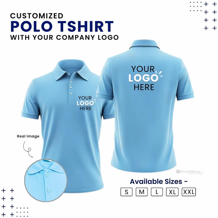 Customized Polo T-Shirt With Your Company Logo | Order Logo Printed Tees | CUSTOMCREST.IN