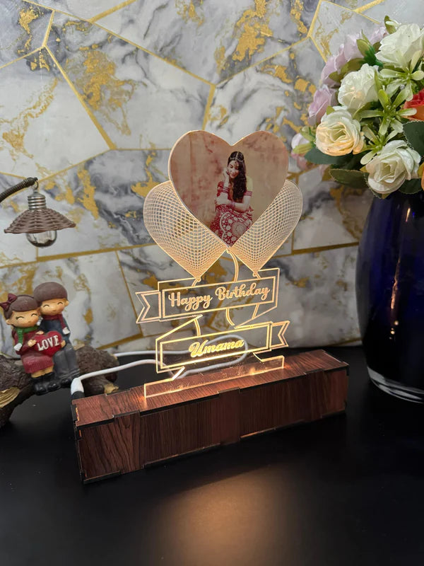 Photo Heart Personalized Name Acrylic Lamp/ CUSTOMCREST.IN