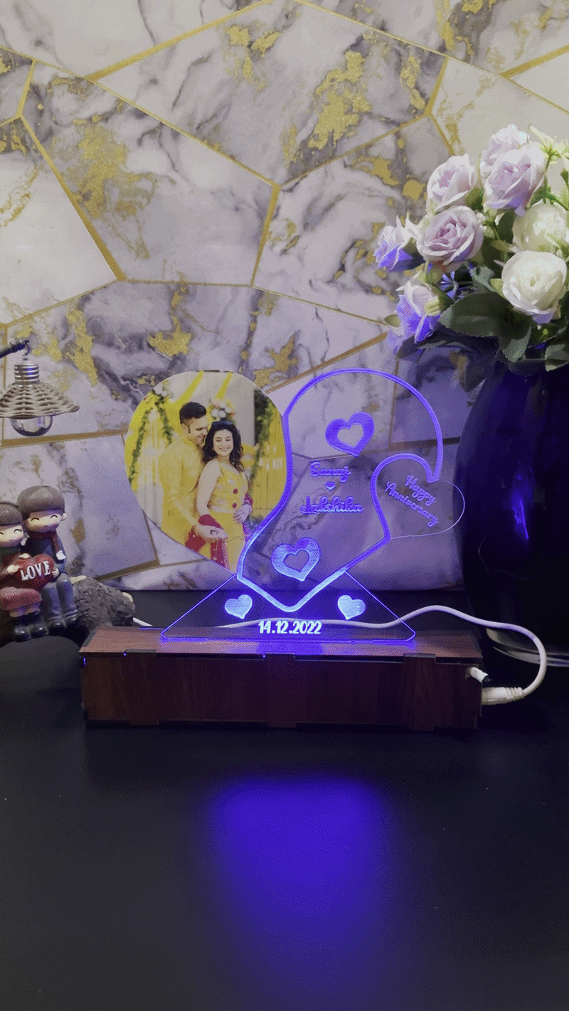 Heart Personalized Couple Photo Acrylic Lamp