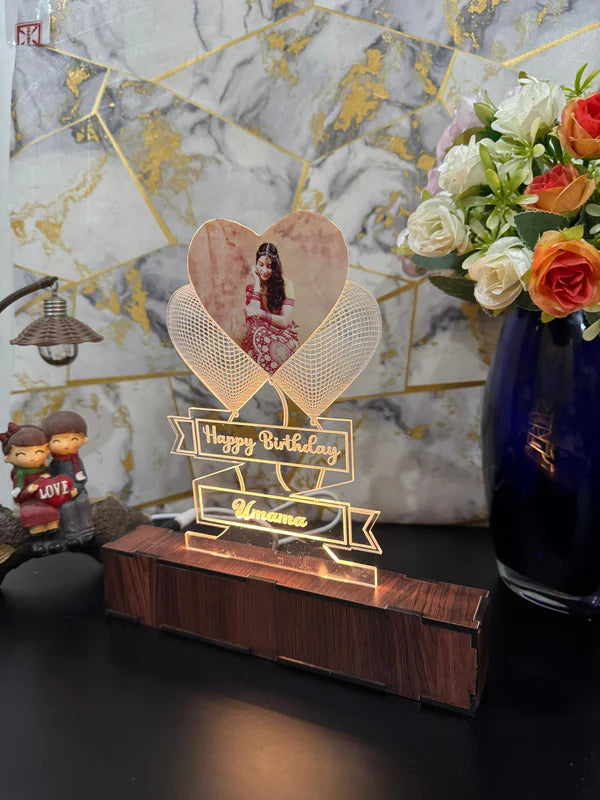 Photo Heart Personalized Name Acrylic Lamp/ CUSTOMCREST.IN