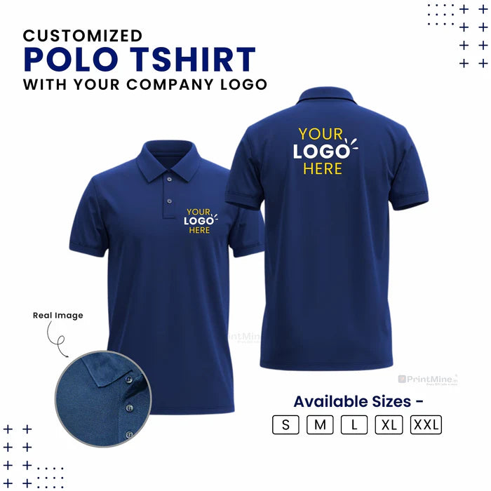 Customized Polo T-Shirt With Your Company Logo | Order Logo Printed Tees | CUSTOMCREST.IN