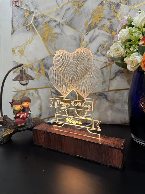 Heart Personalized Acrylic Lamp/ CUSTOMCREST.IN