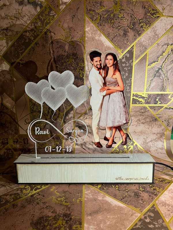 Personalized Couple Photo Acrylic Lamp for Gift/ CUSTOMCREST.IN