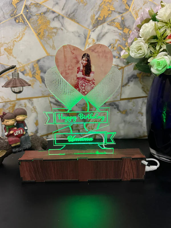 Photo Heart Personalized Name Acrylic Lamp/ CUSTOMCREST.IN