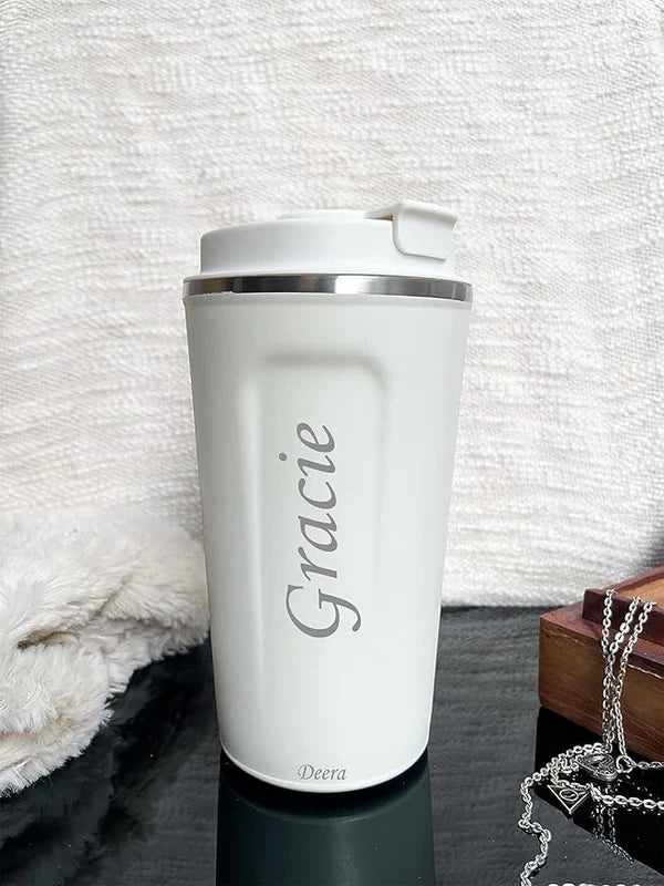 Customized Coffee Tumbler with Temperature Display || Keep Hot Or Cold || Stainless Steel || 380 ML