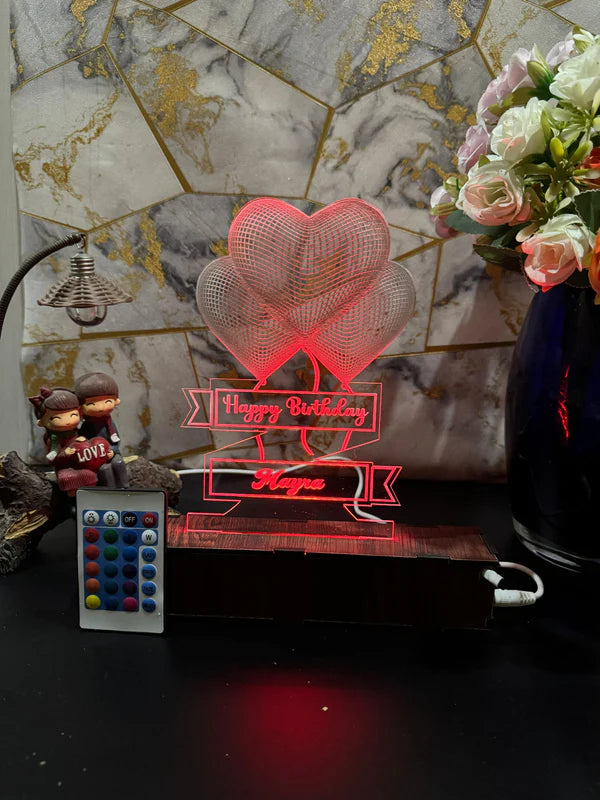 Heart Personalized Acrylic Lamp/ CUSTOMCREST.IN