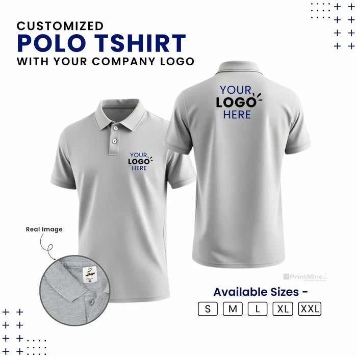 Customized Polo T-Shirt With Your Company Logo | Order Logo Printed Tees | CUSTOMCREST.IN