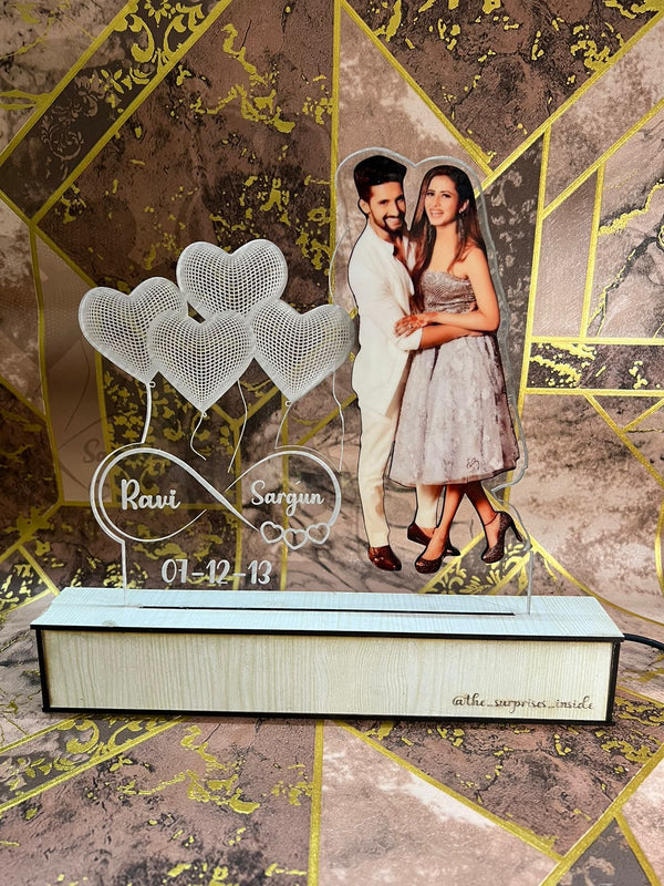 Personalized Couple Photo Acrylic Lamp for Gift/ CUSTOMCREST.IN