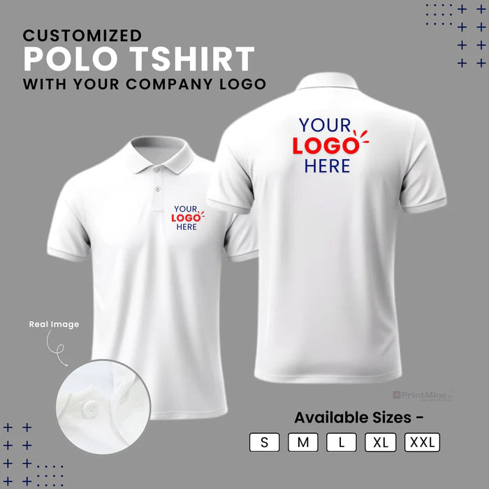 Customized Polo T-Shirt With Your Company Logo | Order Logo Printed Tees | CUSTOMCREST.IN
