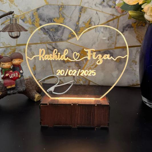 Heart Personalized Name Acrylic Lamp/ CUSTOMCREST.IN