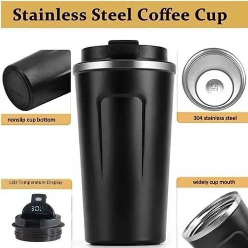 Customized Coffee Tumbler with Temperature Display || Keep Hot Or Cold || Stainless Steel || 380 ML