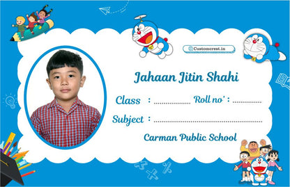 Cute & Colorful Cartoon Name Slips for Kids’ Notebooks | Fun Cartoon Designs!