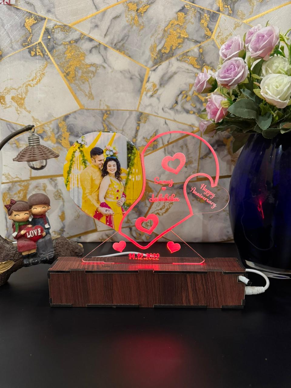 Heart Personalized Couple Photo Acrylic Lamp