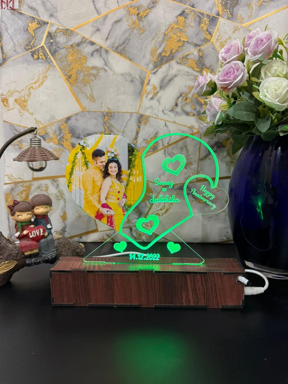 Heart Personalized Couple Photo Acrylic Lamp