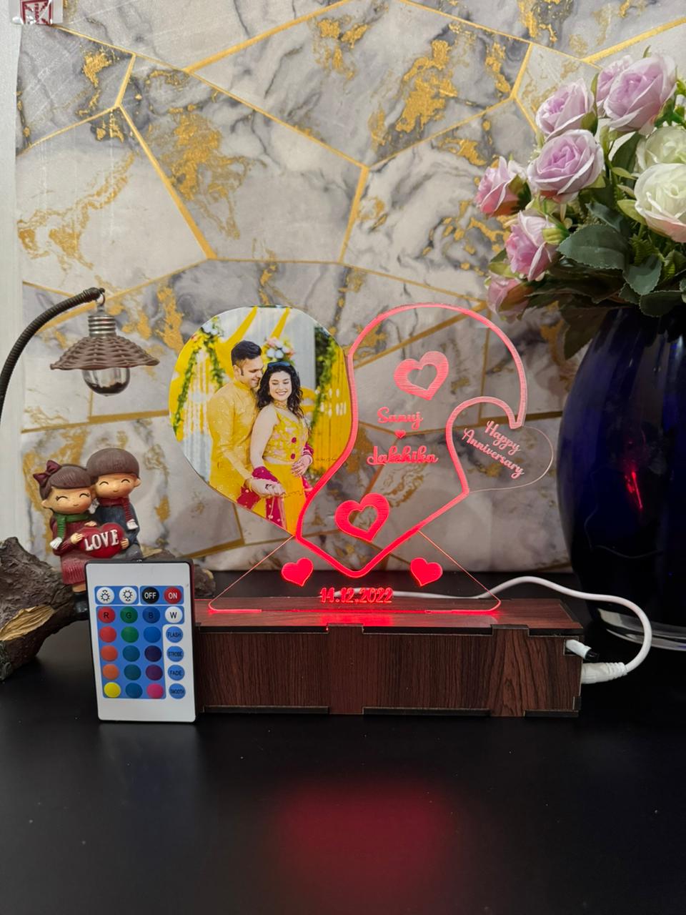 Heart Personalized Couple Photo Acrylic Lamp
