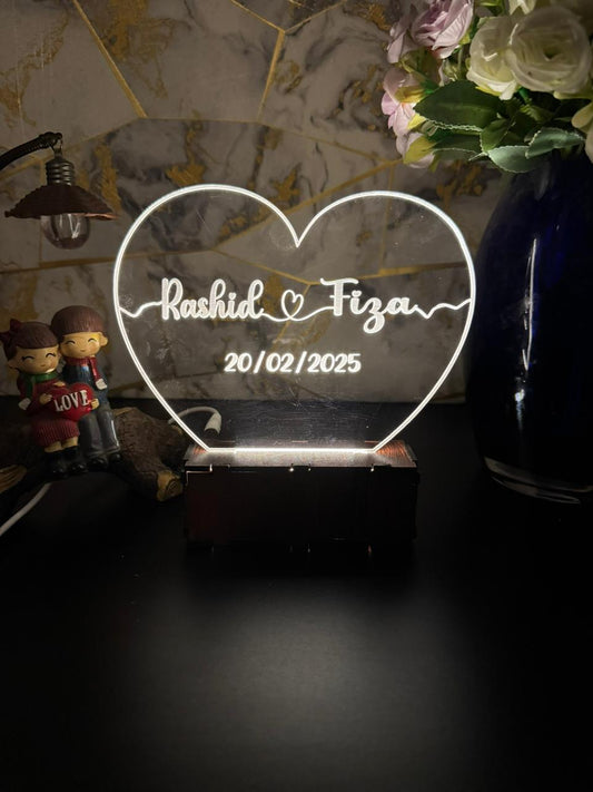 Heart Personalized Name Acrylic Lamp