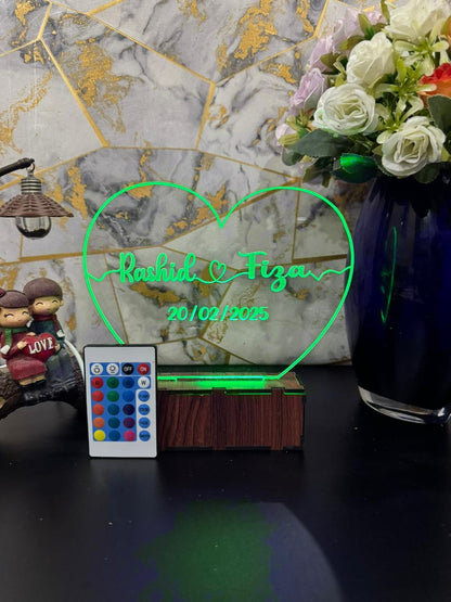Heart Personalized Name Acrylic Lamp