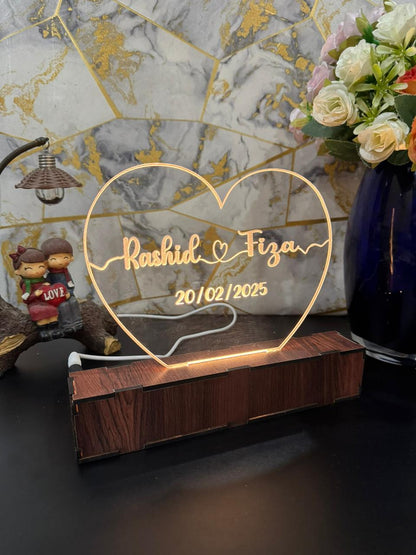 Heart Personalized Name Acrylic Lamp