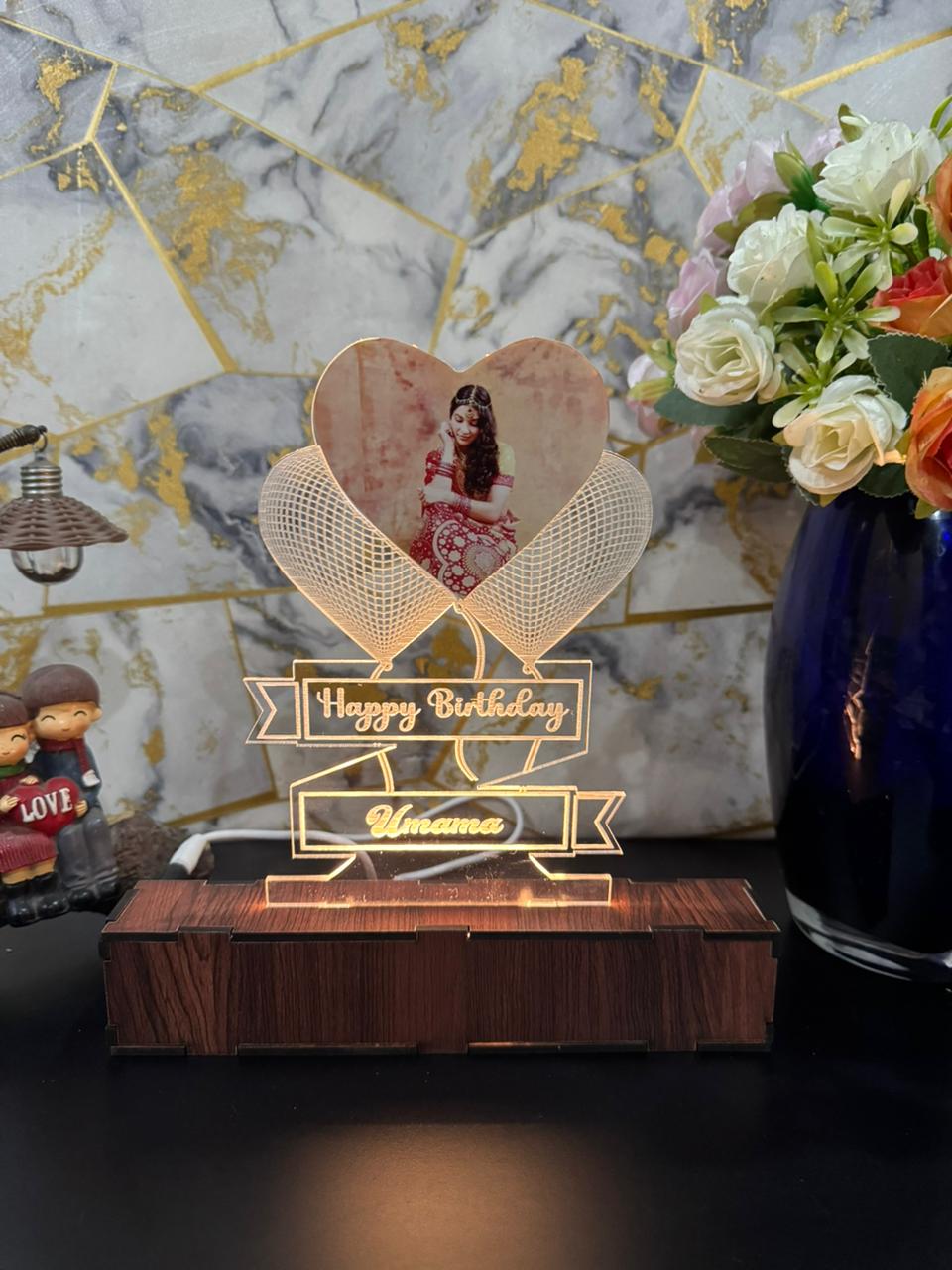 Photo Heart Personalized Name Acrylic Lamp