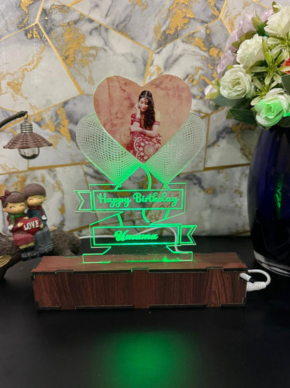 Photo Heart Personalized Name Acrylic Lamp