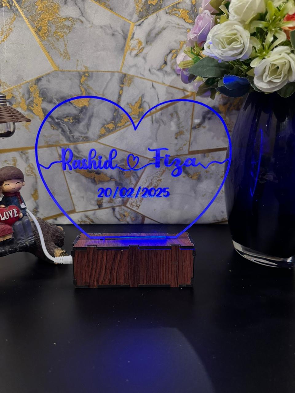 Heart Personalized Name Acrylic Lamp
