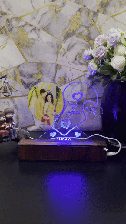 Heart Personalized Couple Photo Acrylic Lamp