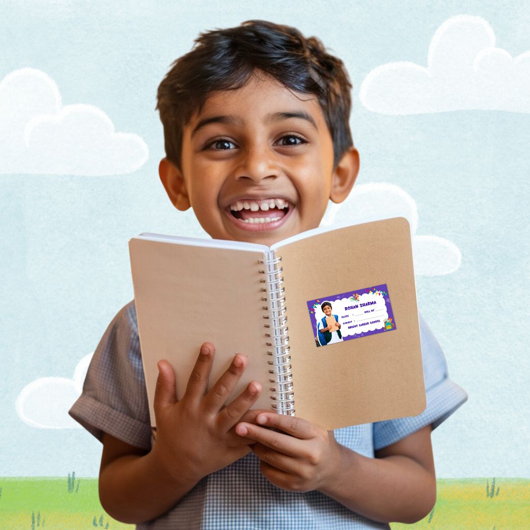 Cute & Colorful Cartoon Name Slips for Kids’ Notebooks | Fun Cartoon Designs!