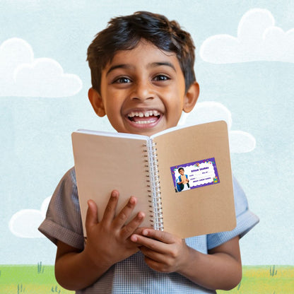 Cute & Colorful Cartoon Name Slips for Kids’ Notebooks | Fun Cartoon Designs!