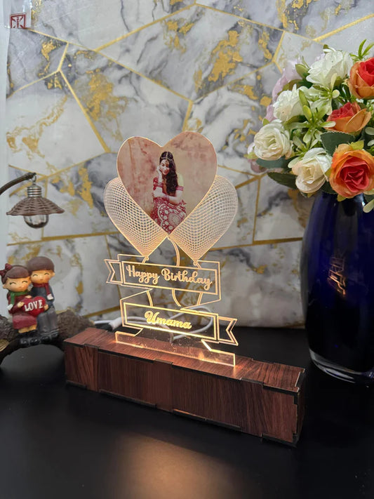 Photo Heart Personalized Name Acrylic Lamp/ CUSTOMCREST.IN