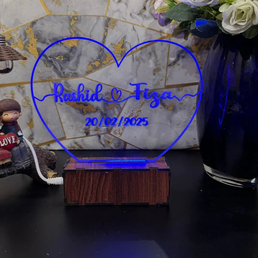 Heart Personalized Name Acrylic Lamp/ CUSTOMCREST.IN