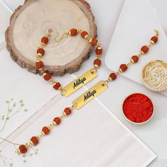 Rudraksh Rakhi with Your Bhai’s Naam – Sacred & Special (Pack of 2)