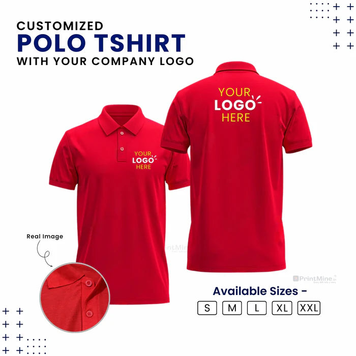 Customized Polo T-Shirt With Your Company Logo | Order Logo Printed Tees | CUSTOMCREST.IN