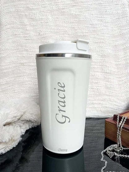 Customized Coffee Tumbler with Temperature Display || Keep Hot Or Cold || Stainless Steel || 380 ML