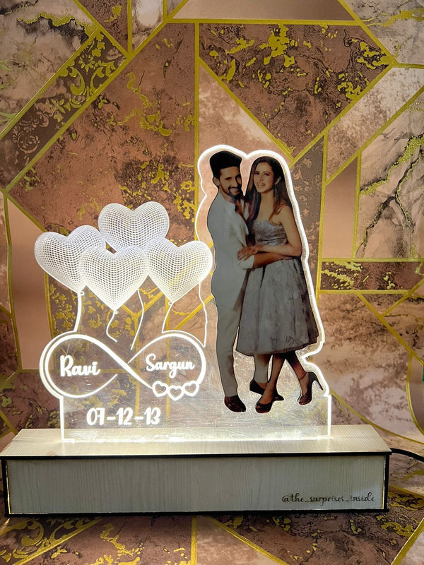 Personalized Couple Photo Acrylic Lamp for Gift/ CUSTOMCREST.IN