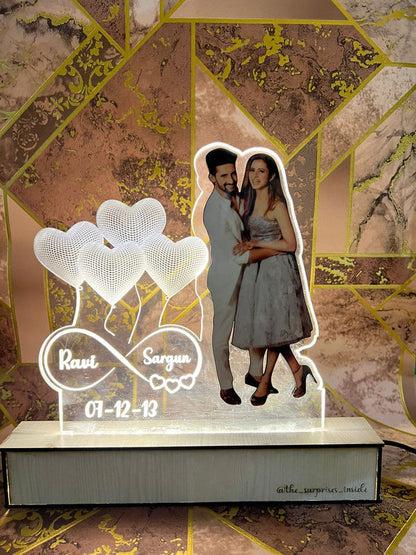 Personalized Couple Photo Acrylic Lamp for Gift/ CUSTOMCREST.IN