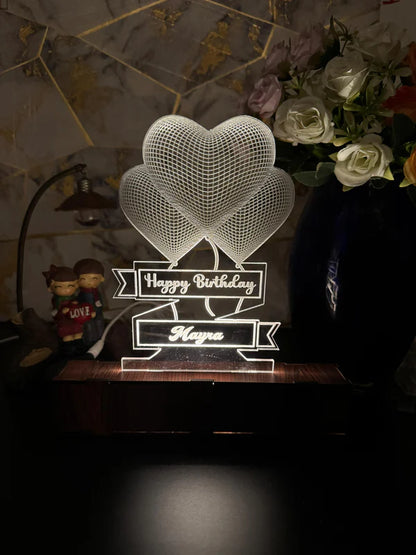 Heart Personalized Acrylic Lamp/ CUSTOMCREST.IN